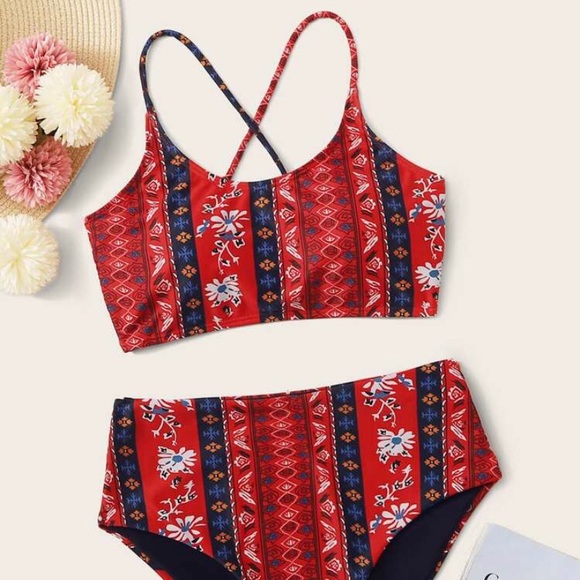 ROMWE Other - High waisted midi bikini set